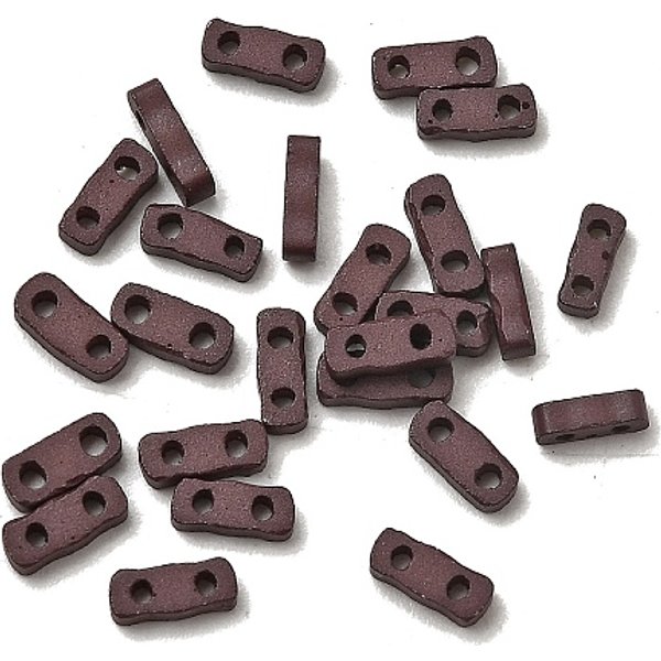 Perles De Rocaille En Verre, Peinture De Cuisson, 2 Trou, Rectangle, Brun Coco, 5X2X1.5Mm, Trou: 0.7Mm-image