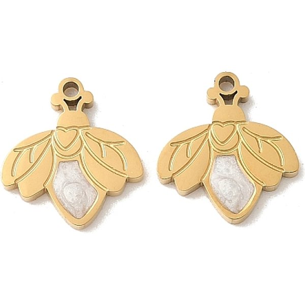 Pendentifs En Acier Inoxydable 304 éMailléS, Placage Ionique (Ip), Breloques D'abeilles, VéRitable 18K Plaqué Or, 12X11X1.5Mm, Trou: 1.1Mm-image
