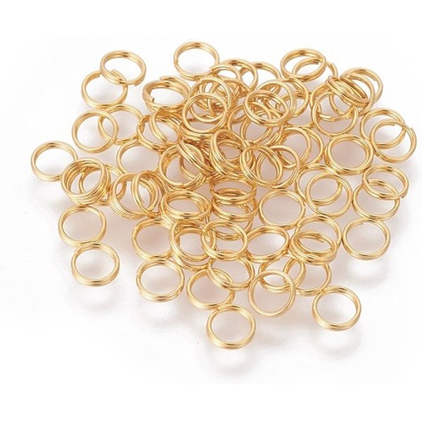 304 Stainless Steel Split Rings, Double Loops Jump Rings, Real 18K Gold Plated, 5X1Mm, Inner Diameter: 4Mm, Single Wire: 0.5Mm-image