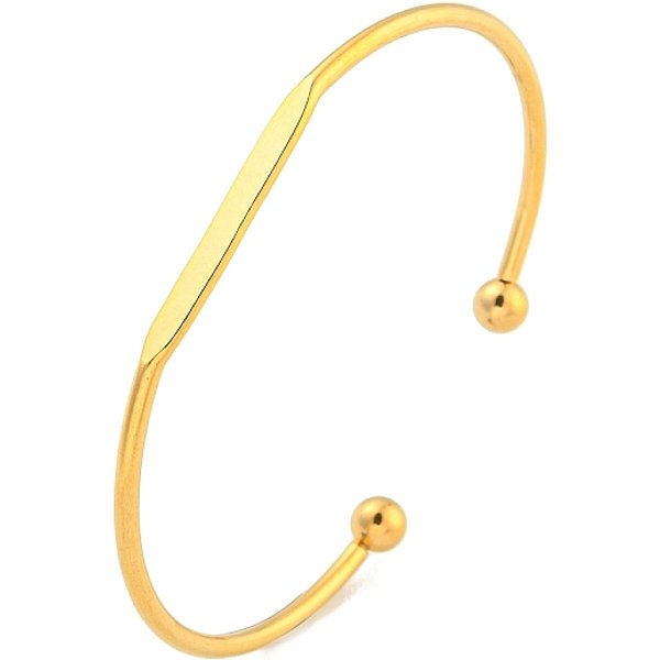 Ion Plating(IP) 304 Stainless Steel Cuff Bangles, Torque Bangles for Women Men, Real 18K Gold Plated, Inner Diameter: 2x2-1/2 inch(5x6.4cm)