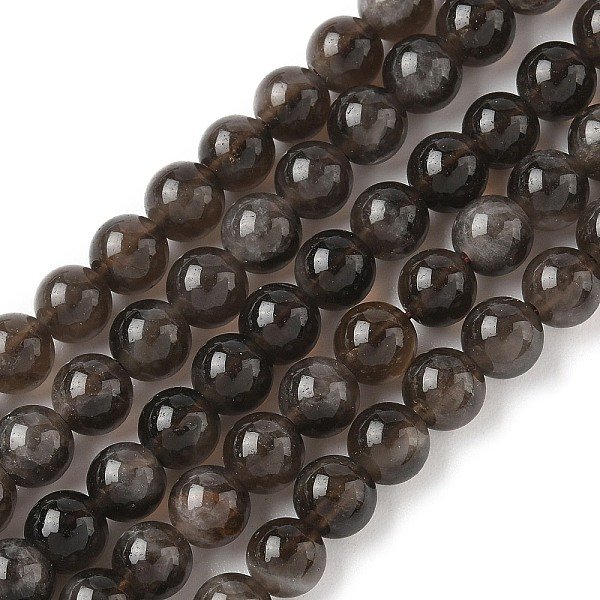 Natural Smoky Quartz Beads Strands, Grade AB, Round, 6.5mm, Hole: 1mm, about 63-64pcs/strand, 15-15.20''(38.1-38.6cm)