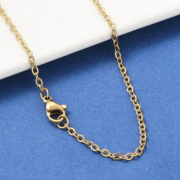 Ion Plating(Ip) 304 Stainless Steel Cable Chain Necklaces, With Lobster Claw Clasps, Real 18K Gold Plated, 17.7 Inch(45Cm), 10Strand/Bag-image