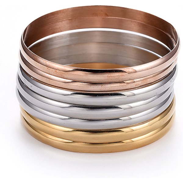 Ensembles De Bracelets En Acier Inoxydable 201 à La Mode, Multicolore, 2-3/8 Pouce (6 Cm), 7 PièCes / Kit-image