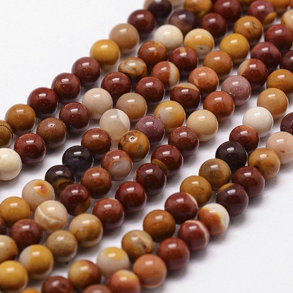 Chapelet De Perle En Mokaite Naturel Ronde, 8-9Mm, Trou: 1Mm, Environ 44 Pcs/Chapelet, 15 Pouce-image