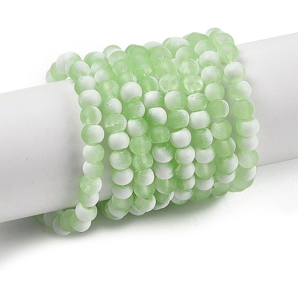 Frosted Crackle Glass Beads Strands, Rondelle, Pale Green, 4.5X3.5Mm, Hole: 0.8Mm-image