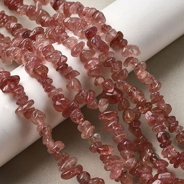 Natural Strawberry Quartz Beads Strands, Chip, 5-8Mm, Hole: 0.5Mm, 30.71''(78Cm)-31.89''(81Cm)-image