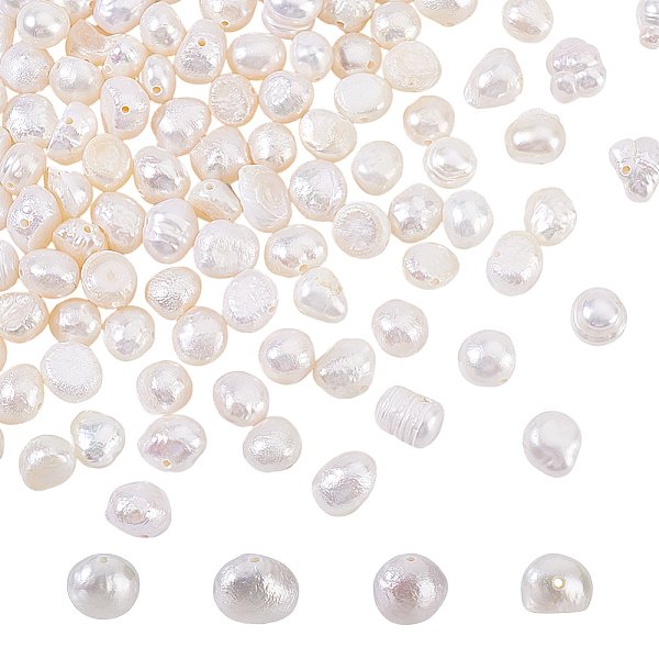 Nbeads 2 Strands About 214 Pcs 4-5 Mm Natural Cultured Freshwater Pearl Beads, Two Sides Polished White Freshwater Pearl Loose Freshwater Pearl Charms Beads For Craft Jewelry Making, Creamy White-image
