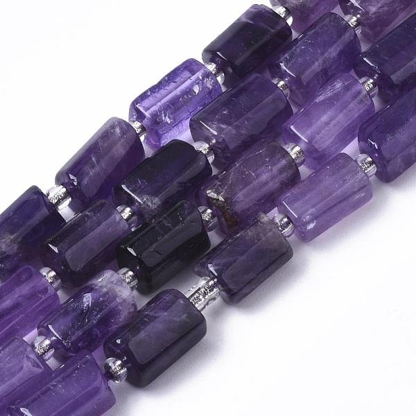 Natural Amethyst Beads Strands, Faceted, Column, 8-11X6-8X5-7Mm, Hole: 1Mm, About 15-17Pcs/Strand, 7.28-7.48 Inch-image