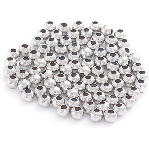 AnlaufgeschüTzte Perlen Aus Edelstahl 304, Hohlrund, Edelstahl Farbe, 3X2.7-3 Mm, Bohrung: 1 Mm, 500 StüCk / Beutel-image