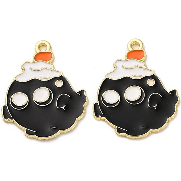 Halloween Alloy Enamel Pendants, Golden, Skull, 25X20X1.2Mm, Hole: 1.5Mm-image