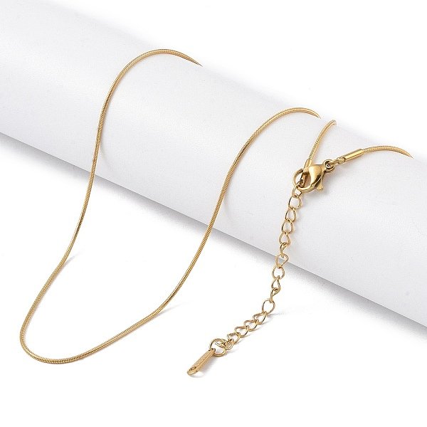 Ion Plating(Ip) 201 Stainless Steel Chain Necklaces, Snake Chains, Real 18K Gold Plated, 16.14 Inch(41Cm)-image