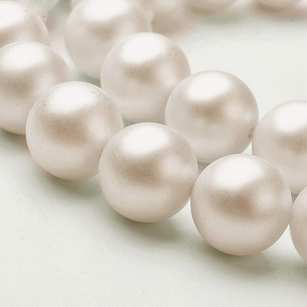 Cuentas De Perlas De ImitacióN De Concha, Esmerilado, Redondo, Blanco, 6Mm, Agujero: 0.8 Mm, Aproximamente 62 Pcs / Cadena, 15.98 Pulgada-image