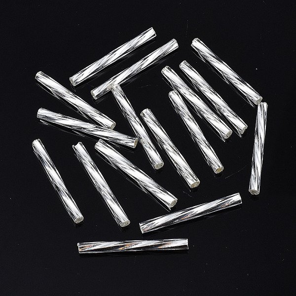 Undurchsichtige, Gedrehte Signalhornperlen Aus Glas, Rundloch, Silbern Plattiert Versilbert, 25-26X2.5 Mm, Bohrung: 1 Mm, Ca. 1500 Stk. / Beutel-image