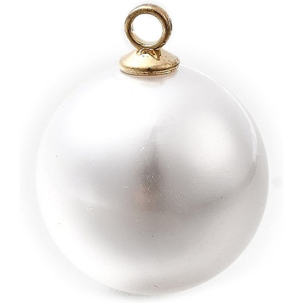 ABS Plastic Pearl Pendants, Round, with Golden Alloy Loop, White, 20x16mm, Hole: 1.8mm