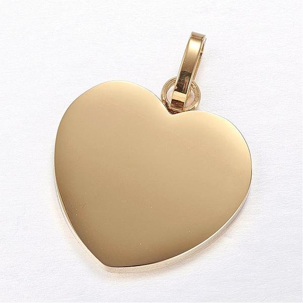 Ciondoli Con Targhetta Vuota Stampata In Acciaio Inossidabile 304, Cuore, Oro, 28X26X2.5Mm, Foro: 5 Mm-image