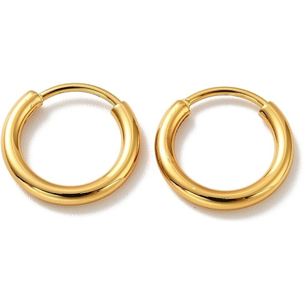 Pvd Vacuum Plating 201 Stainless Steel Huggie Hoop Earrings, With 304 Stainless Steel Pins, Real 18K Gold Plated, 12 Gauge, 14X2Mm, Pin: 0.8Mm-image