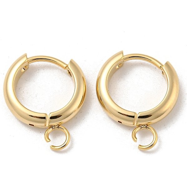 201 Stainless Steel Huggie Hoop Earring Findings, With Horizontal Loop And 316 Surgical Stainless Steel Pin, Real 24K Gold Plated, 11X3Mm, Hole: 2.5Mm, Pin: 1Mm-image