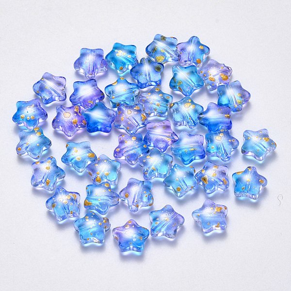 Spray Painted Glass Beads, Star, Colorful, 8X8.5X4Mm, Hole: 1Mm-image
