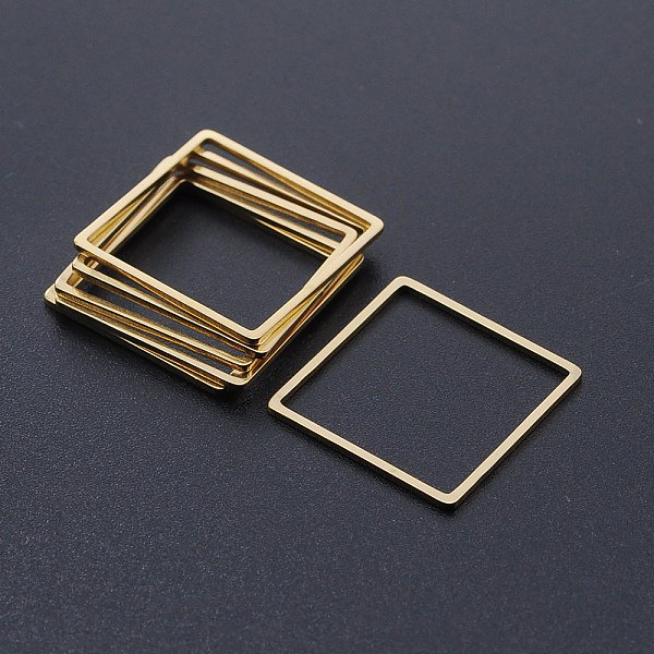 Verbindungsringe Aus Edelstahl 304, Laserschnitt, Viereck, Golden, 20X20X1 Mm, InnengrößE: 18X18 Mm-image