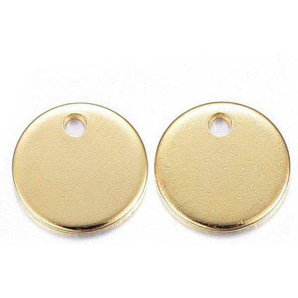 AnhäNger Aus 304 Edelstahl, Flachrund, Leere Tag Stempeln, Echtes 18K Vergoldet, 10X1 Mm, Bohrung: 1.5 Mm-image