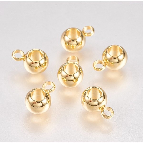 201 tubes en acier inoxydable, cautions en boucle, rondelle, véritable 18k plaqué or, 8.5x6x4.5mm, Trou: 1.5mm, diamètre intérieur: 3 mm