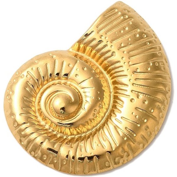 Colgantes de acero inoxidable 304 con revestimiento iónico (IP), concha de caracol, dorado, 44x34x5mm