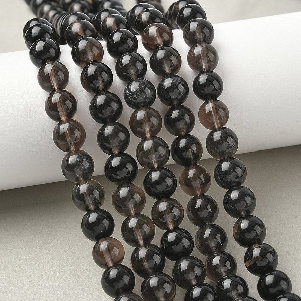 Natural Ice Obsidian Beads Strands, Round, Coconut Brown, 10Mm, Hole: 1.2Mm, About 31-33Pcs/Strand, 14.76''-14.96''(37.5-38Cm)-image