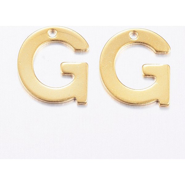 Ciondoli In Acciaio Inossidabile 304, Letter.G, Vero Placcato Oro 18K, 11X10X0.8Mm, Foro: 1 Mm-image