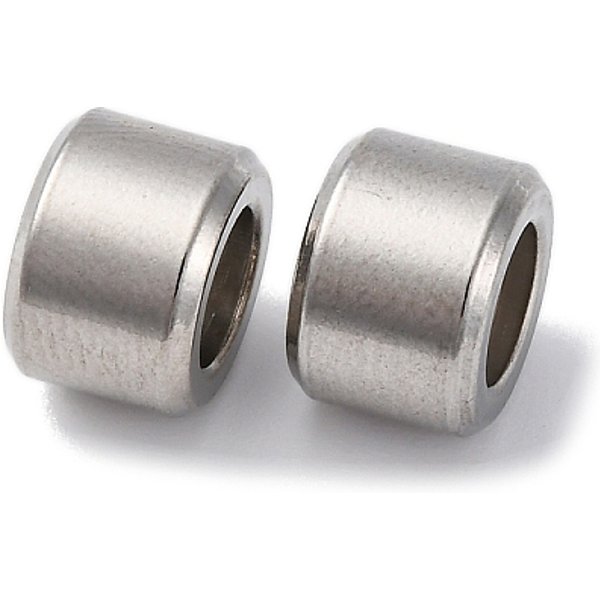 201 perle in acciaio inossidabile, con gomma all'interno, perle scorrevoli, colonna, anti-appannamento, colore acciaio inossidabile, 7x10mm, Foro: 3.5 mm