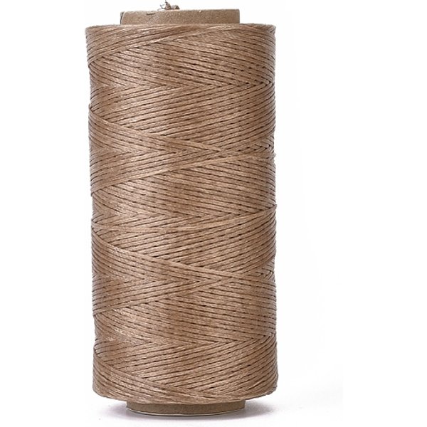 Waxed Polyester Cord, Micro Macrame Cord, Waxed Sewing Thread, Flat, Camel, 0.8mm, about 284.33 yards(260m)/roll