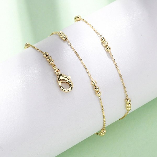 2MM Brass Round Ball Cable Chain Necklaces, With Lobster Claw Clasps, Rack Plating, Long-Lasting Plated, Real 18K Gold Plated, 15.75 Inch(40Cm)-image