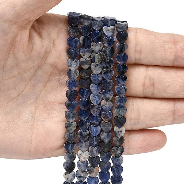 Natural Sodalite Beads Strands, Heart, 6x6x2mm, Hole: 0.7mm, about 65-72pcs/strand, 13.39''(34cm)-15.35''(39cm)