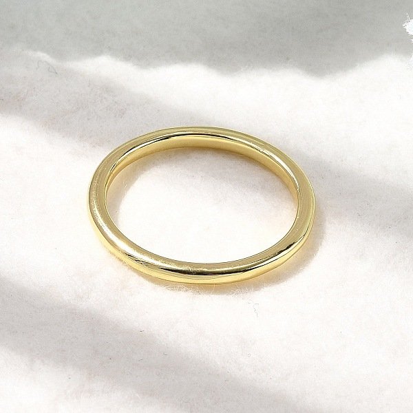Brass Finger Rings, Rack Plating, Long-Lasting Plated, Cadmium Free & Lead Free, Real 18K Gold Plated, 1.5Mm, Inner Diameter: 18Mm-image