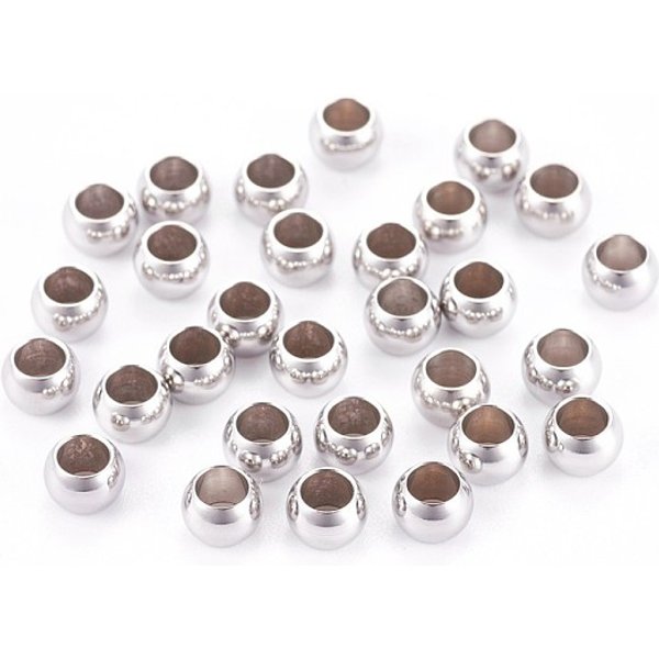 Tarnish Resistant 304 Stainless Steel Smooth Spacer Beads, Rondelle, Stainless Steel Color, 5X3Mm, Hole: 3Mm-image