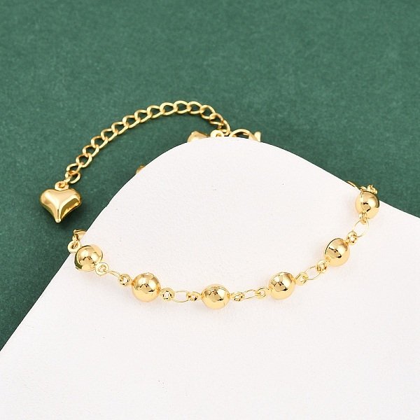 304 Stainless Steel Link Bracelets For Women, Round, Golden, 7-3/8 Inch(18.7Cm)-image