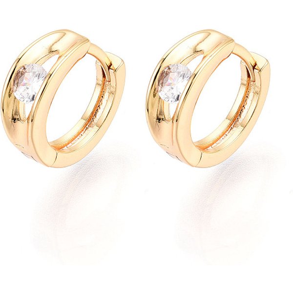 Boucles D'oreilles CréOles En Laiton Zircon Cubique Micro Pavé, VéRitable 18K Plaqué Or, 11.5X13X4.5Mm-image