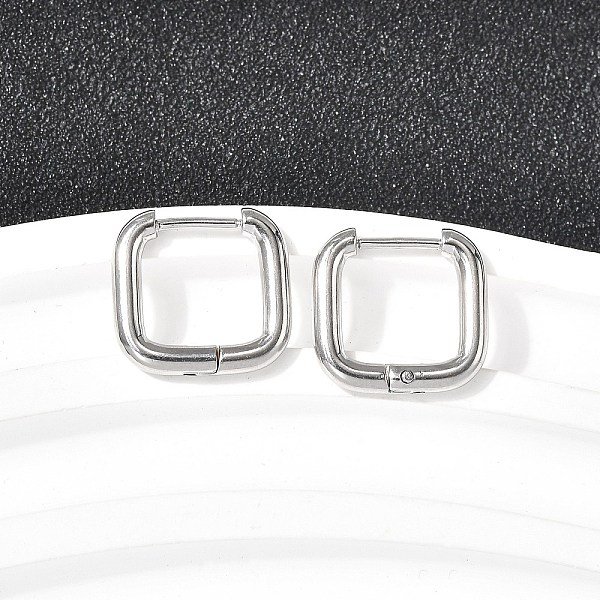 Boucles D'oreilles CréOles En Acier Inoxydable 201, Avec 316 éPingles En Acier Inoxydable Chirurgical, Couleur Inoxydable, CarréE, 14X14.5X2.5Mm-image