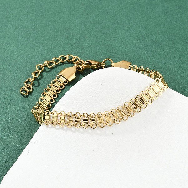 Bracelets à Maillons En Acier Inoxydable 304 Pour Femmes, Ovale, Placage Sous Vide Pvd, VéRitable 22K Plaqué Or, 7-1/8 Pouce (18.2 Cm)-image