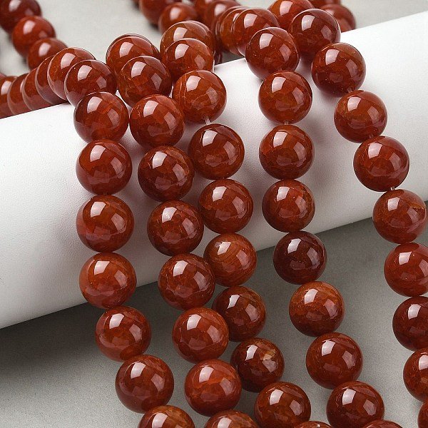 Chapelets De Perles En Agate Naturelle CraqueléE, Ronde, Teinte, Rouge, 12Mm, Trou: 1.6Mm, Environ 33 Pcs/Chapelet, 15.43'' (39.2Cm) - 15.75'' (40Cm)-image