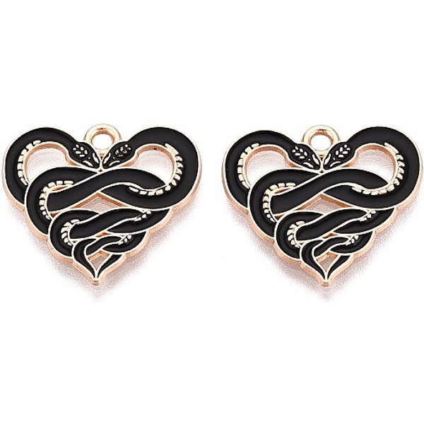 Colgantes De AleacióN Y Esmalte Con TemáTica De Halloween, La Luz De Oro, CorazóN, 20X22X1Mm, Agujero: 2 Mm-image