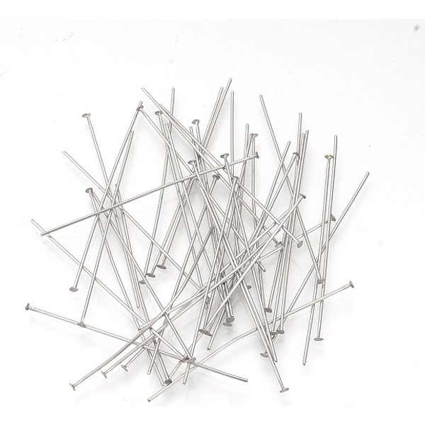 ÉPingles à TêTe Plate En Acier Inoxydable 304 RéSistant Au Ternissement, Pour Bricolage Breloque Fabrication De Perles, Couleur Inoxydable, 50X0.7Mm, TêTe: 1.5 Mm-image