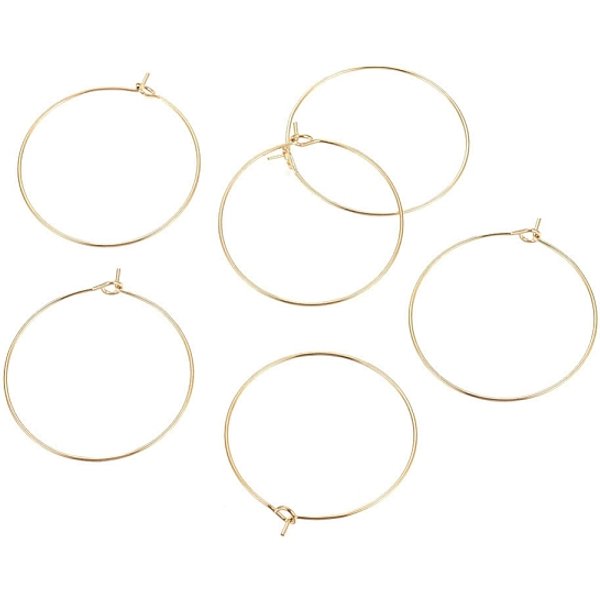 Boucles D'oreilles CréOles En Acier Inoxydable Chirurgical 316L Avec Placage Ionique (Ip), Accessoires De Pendentifs De Verre De Vin, Or, 30X0.7Mm, 21 Jauge-image