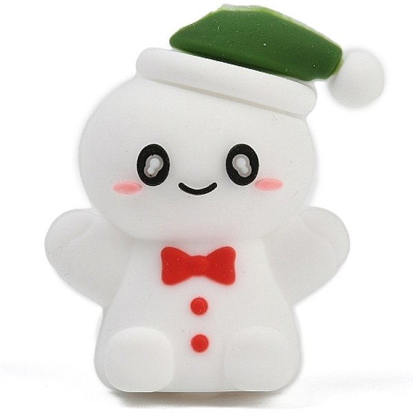 Christmas Silicone Beads, White, Gingerbread Man, 28.5x24x14mm, Hole: 2.7mm
