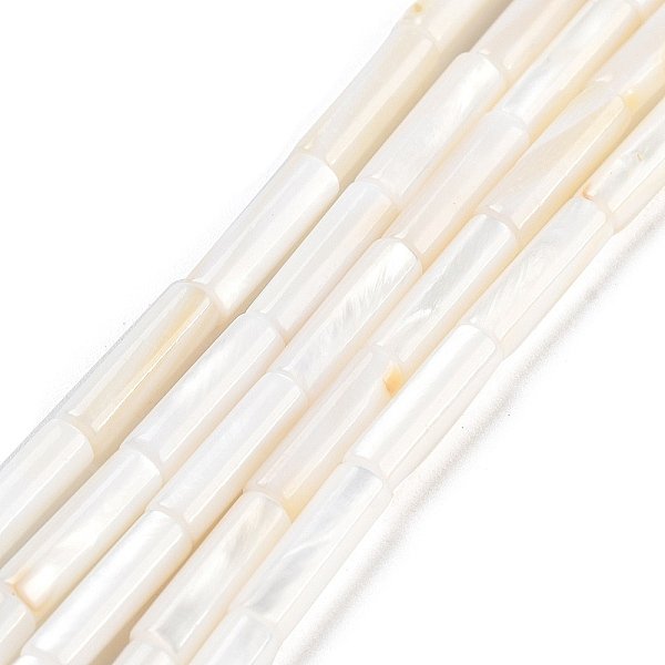 Freshwater Shell Beads Strands, Column, White, 13X4Mm, Hole: 0.5-1Mm, About 30Pcs/Strand, 15 Inch(38.1Cm)-image
