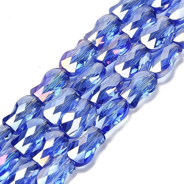 Chapelets De Perles En Verre éLectroplaqué, Poisson, Couleur Ab , Facette, Bleuet, 10X6X4Mm, Trou: 1.2Mm, Environ 70 Pcs/Chapelet, 27.56'' (70 Cm)-image