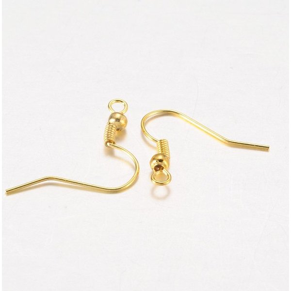 Eisen Ohrhaken, Mit Horizontaler Schleife, Golden, 17-19X18 Mm, Bohrung: 2 Mm, Stift: 0.6 Mm-image