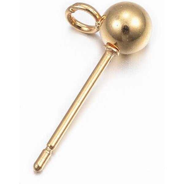 Boucles D'oreilles à Tige En Acier Inoxydable 304, Avec Boucle, Ronde, VéRitable 24K Plaqué Or, 15X7X4Mm, Trou: 1.7Mm, Pin: 0.8 Mm-image