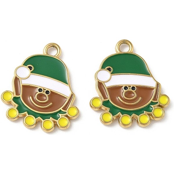 Pendentifs En Acier Inoxydable 304 éMailléS, Breloques De ThèMe De NoëL, Placage Ionique (Ip), VéRitable 18K Plaqué Or, Gnome, 22X19X2Mm, Trou: 2Mm-image