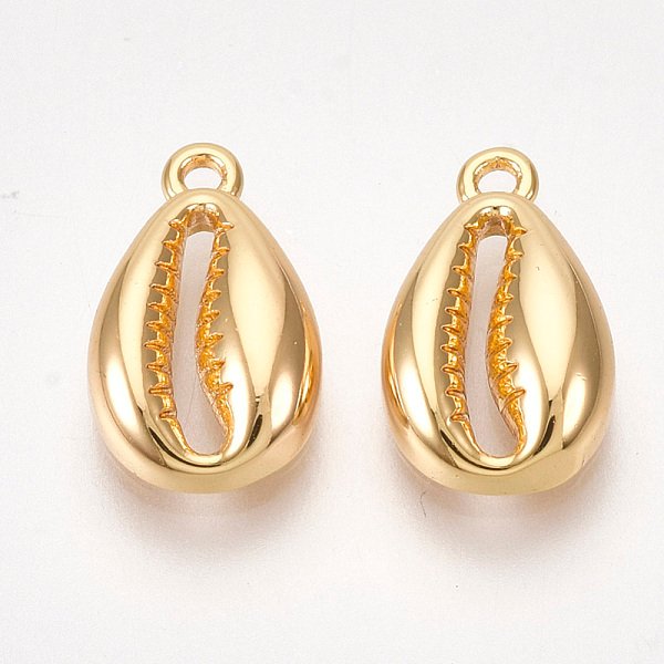 Encantos De LatóN, Forma De CáScara De Cowrie, Sin NíQuel, Real 18K Chapado En Oro, 12.5X7.5X3Mm, Agujero: 1 Mm-image