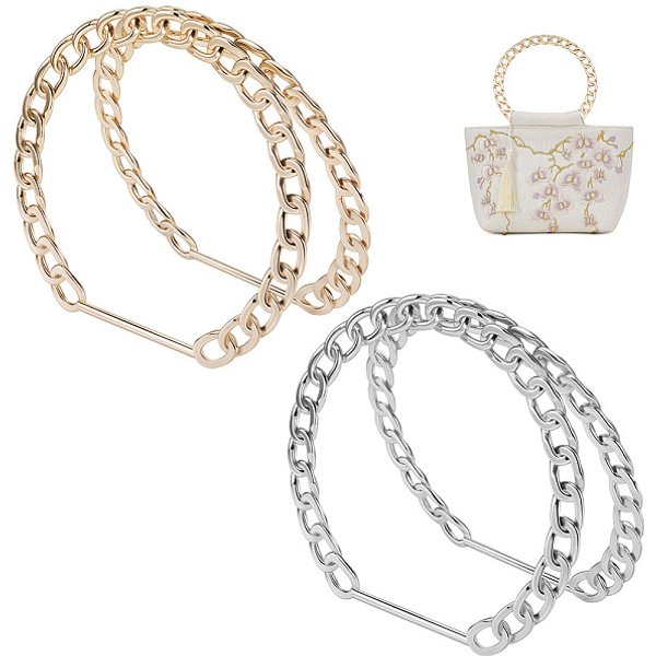 Beebeecraft 4Pcs Metal Purse Handles Alloy Curb Chain Bag Handles 2 Colors D-Shaped Handle Strap Replacement For Decorative Bag Making Diy Handmade-image